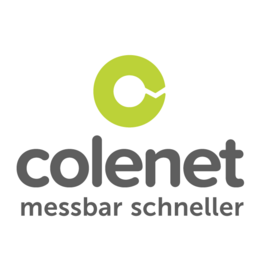 Das Logo von Colenet mit der Unterschrift "messbar schneller".